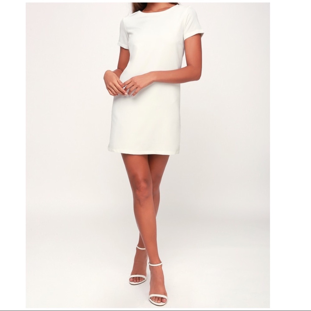 Lulu’s Shift and Shout Ivory Shift Dress